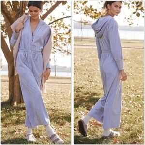 NWT Anthropologie Daily Practice gray jumpsuit long sleeve hooded XS